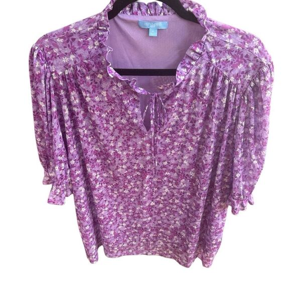 Draper James Women's Elbow Sleeve Tie Front Top Size XL - Picture 4 of 5